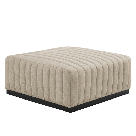 Modway - Conjure Channel Tufted Upholstered Fabric Ottoman by Modway  Living Room Sofas and Armchairs Brown - EEI-5501-BLK-BEI