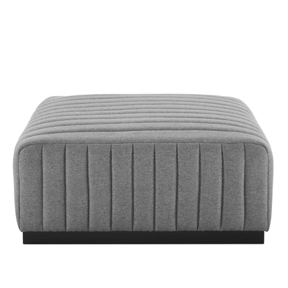 Modway Outlet Conjure Channel Tufted Upholstered Fabric Ottoman by Modway  Living Room Furniture Black Light Gray - EEI-5501-BLK-LGR