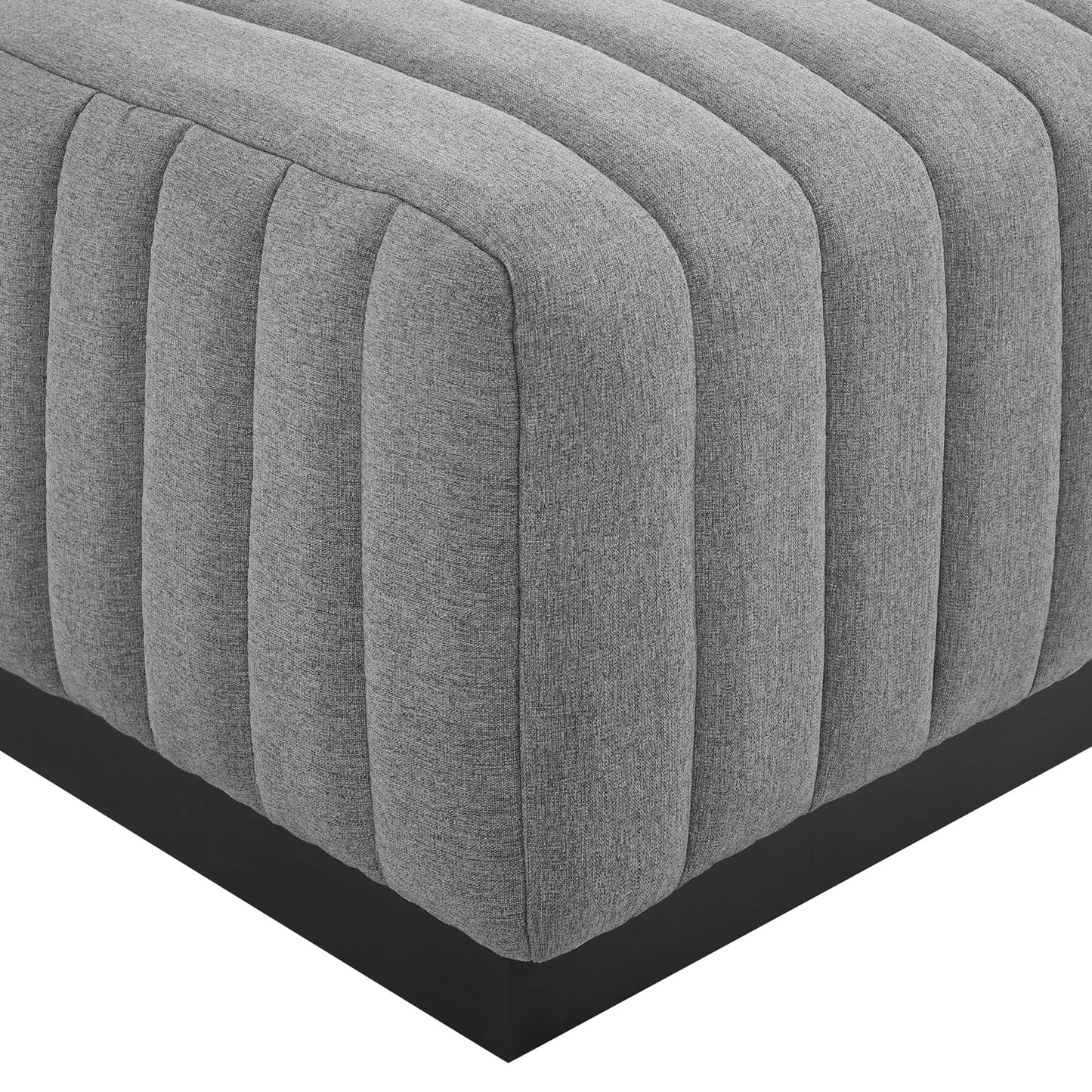 Modway Outlet Conjure Channel Tufted Upholstered Fabric Ottoman by Modway  Living Room Furniture Black Light Gray - EEI-5501-BLK-LGR