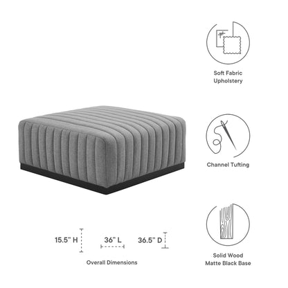 Modway Outlet Conjure Channel Tufted Upholstered Fabric Ottoman by Modway  Living Room Furniture Black Light Gray - EEI-5501-BLK-LGR
