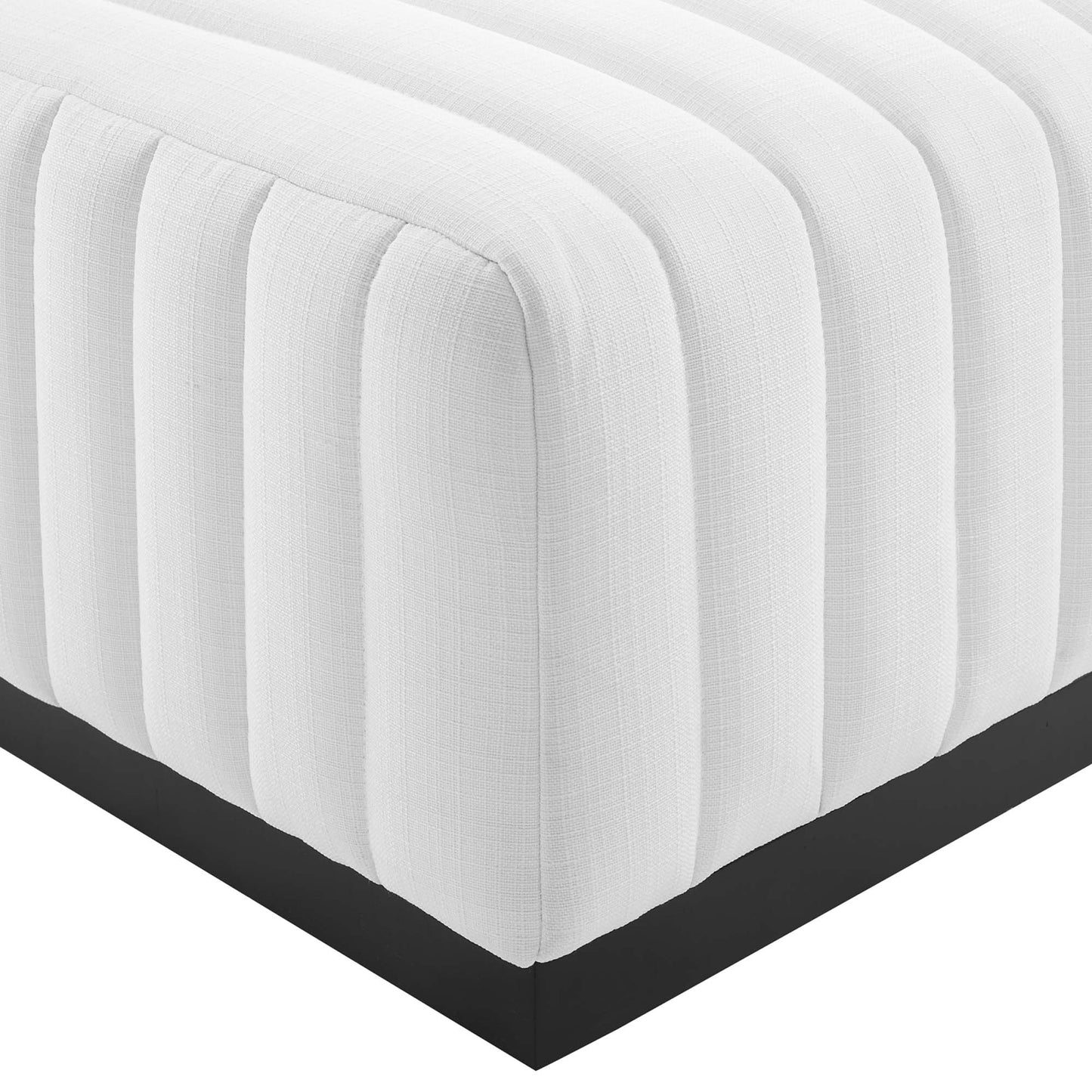 Modway Outlet Conjure Channel Tufted Upholstered Fabric Ottoman by Modway  Living Room Furniture Black White - EEI-5501-BLK-WHI
