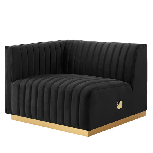 Modway Outlet Conjure Channel Tufted Performance Velvet Left-Arm Chair by Modway  Living Room Furniture Gold Black - EEI-5502-GLD-BLK