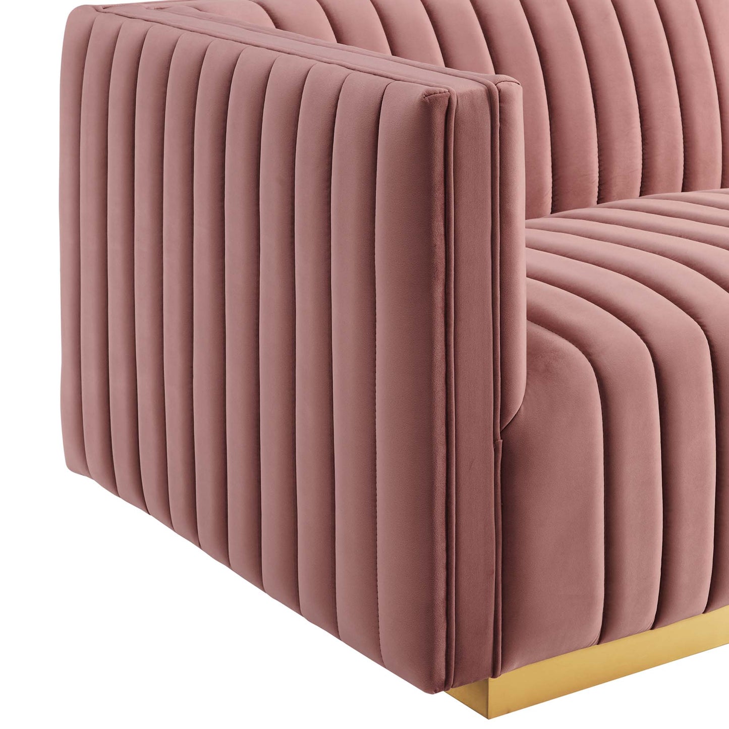 Modway Outlet Conjure Channel Tufted Performance Velvet Left-Arm Chair by Modway  Living Room Furniture Gold Dusty Rose - EEI-5502-GLD-DUS