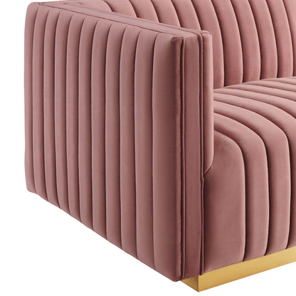 Modway Outlet Conjure Channel Tufted Performance Velvet Left-Arm Chair by Modway  Living Room Furniture Gold Dusty Rose - EEI-5502-GLD-DUS