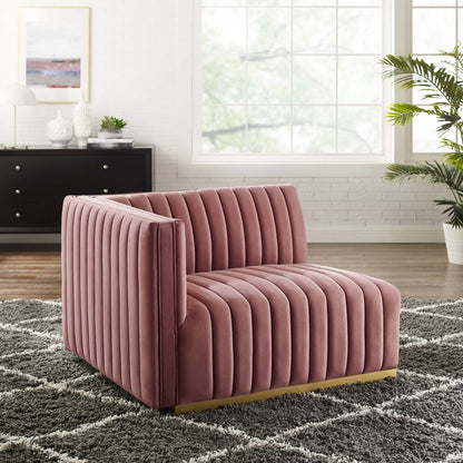 Modway Outlet Conjure Channel Tufted Performance Velvet Left-Arm Chair by Modway  Living Room Furniture Gold Dusty Rose - EEI-5502-GLD-DUS