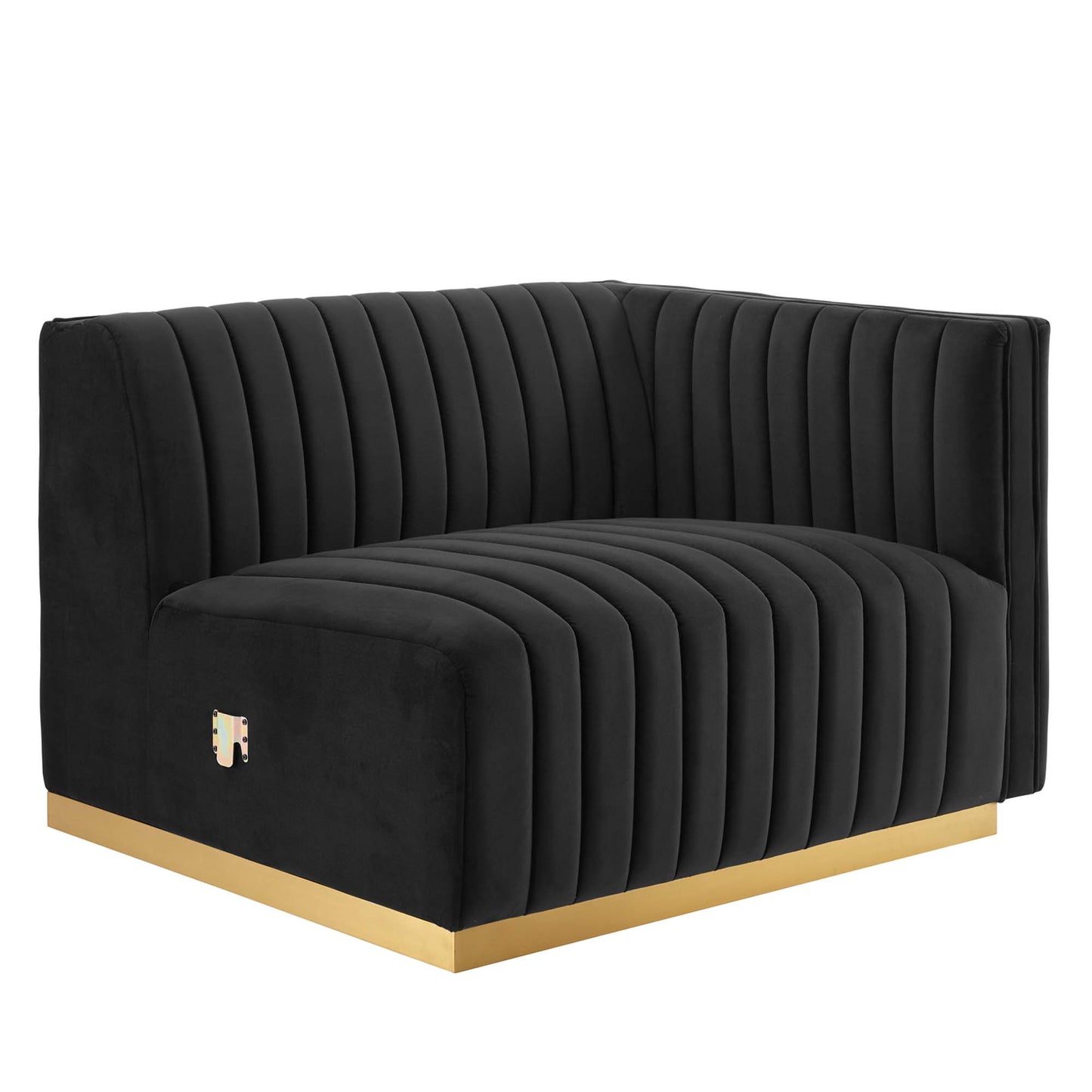 Modway Outlet Conjure Channel Tufted Performance Velvet Right-Arm Chair by Modway  Living Room Furniture Gold Black - EEI-5503-GLD-BLK