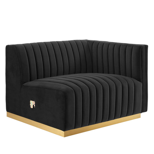 Modway Outlet Conjure Channel Tufted Performance Velvet Right-Arm Chair by Modway  Living Room Furniture Gold Black - EEI-5503-GLD-BLK