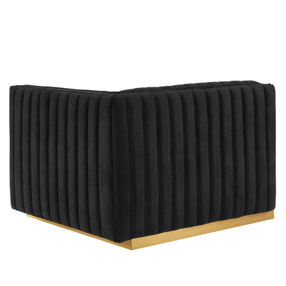 Modway Outlet Conjure Channel Tufted Performance Velvet Right-Arm Chair by Modway  Living Room Furniture Gold Black - EEI-5503-GLD-BLK