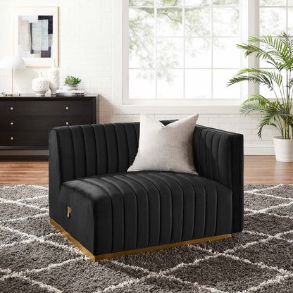 Modway Outlet Conjure Channel Tufted Performance Velvet Right-Arm Chair by Modway  Living Room Furniture Gold Black - EEI-5503-GLD-BLK