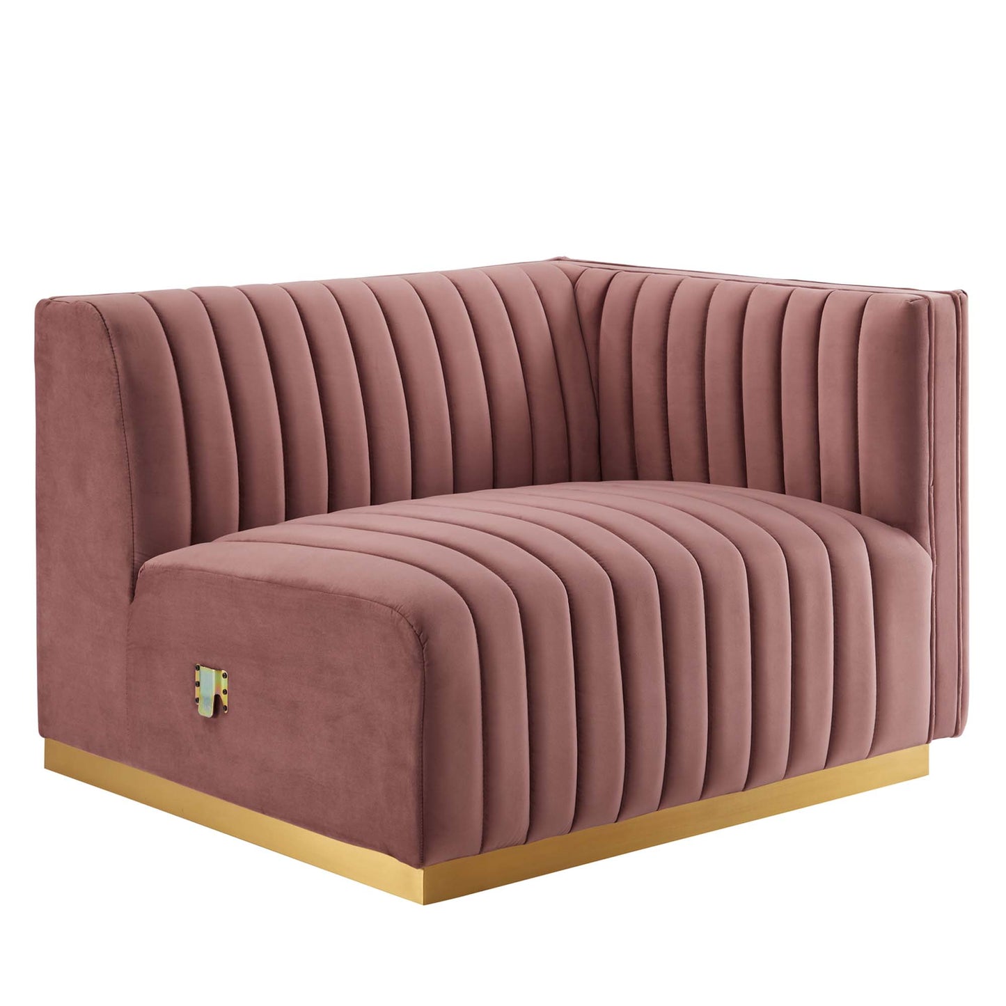 Modway Outlet Conjure Channel Tufted Performance Velvet Right-Arm Chair by Modway  Living Room Furniture Gold Dusty Rose - EEI-5503-GLD-DUS