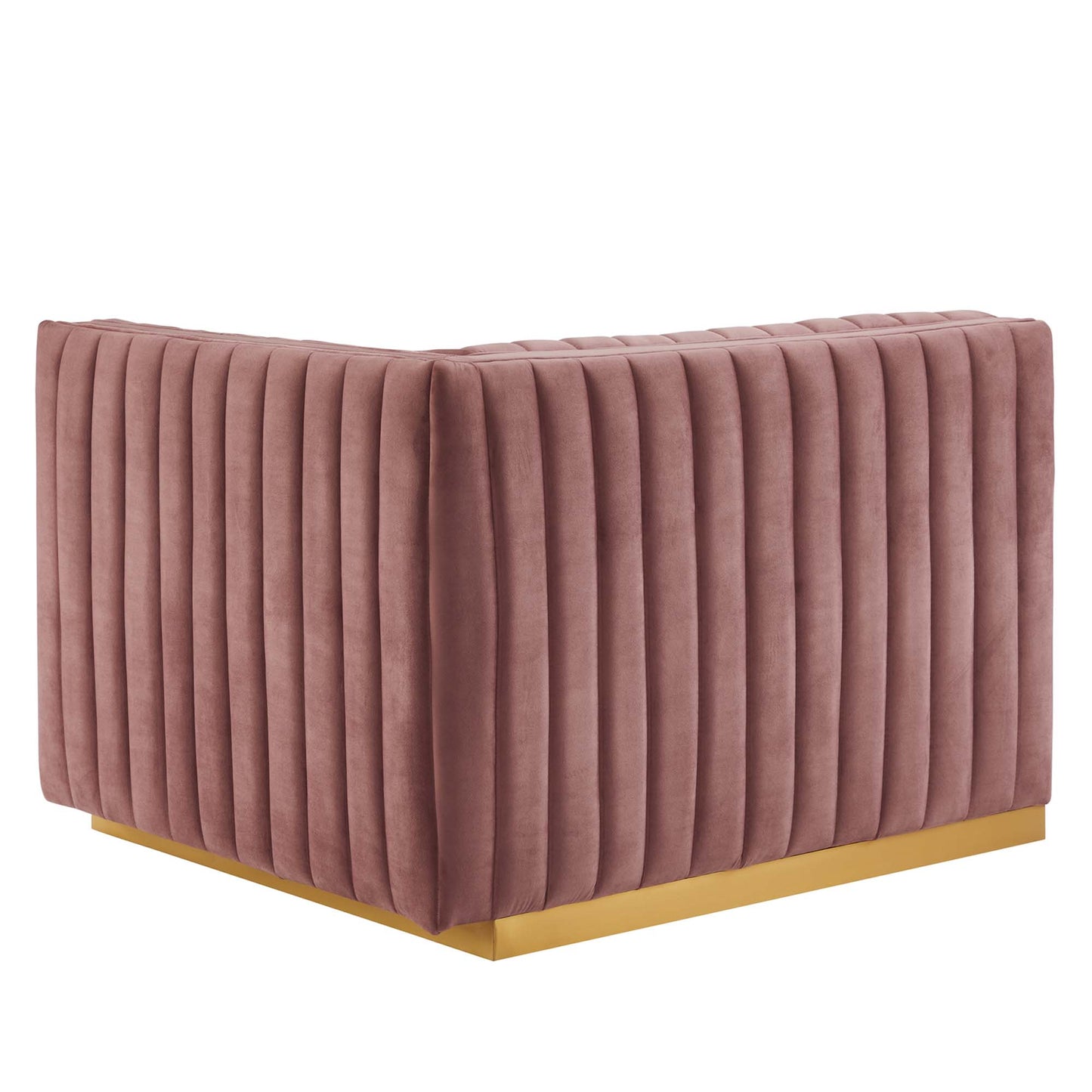 Modway Outlet Conjure Channel Tufted Performance Velvet Right-Arm Chair by Modway  Living Room Furniture Gold Dusty Rose - EEI-5503-GLD-DUS