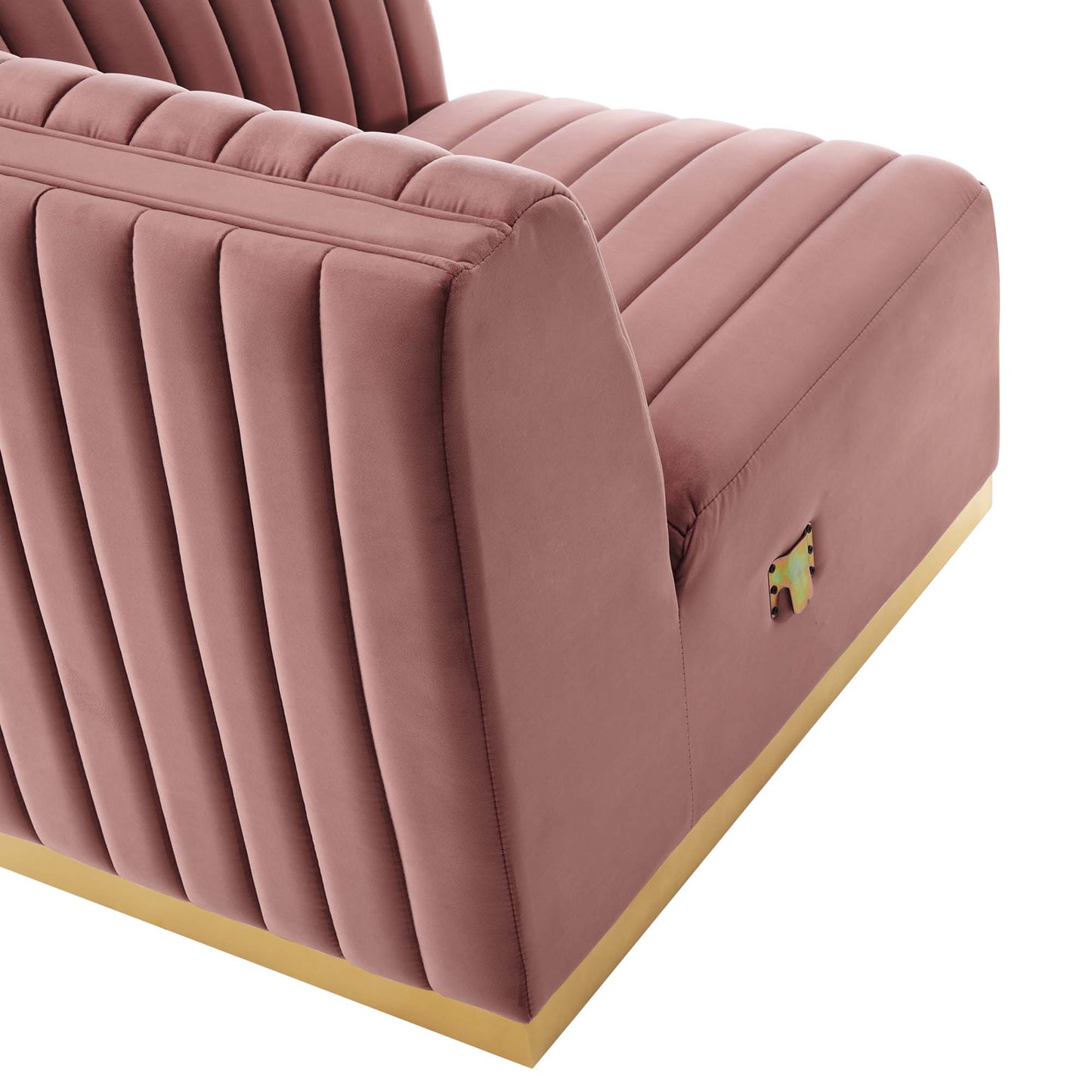 Modway Outlet Conjure Channel Tufted Performance Velvet Right-Arm Chair by Modway  Living Room Furniture Gold Dusty Rose - EEI-5503-GLD-DUS