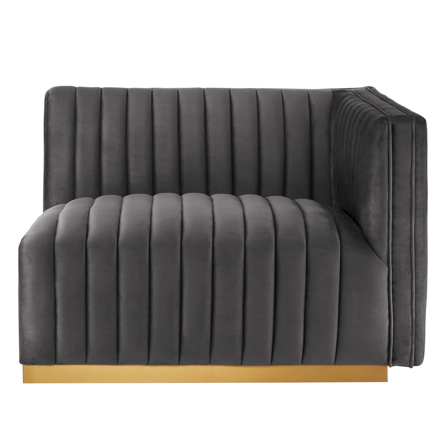 Modway Outlet Conjure Channel Tufted Performance Velvet Right-Arm Chair by Modway  Living Room Furniture Gold Gray - EEI-5503-GLD-GRY