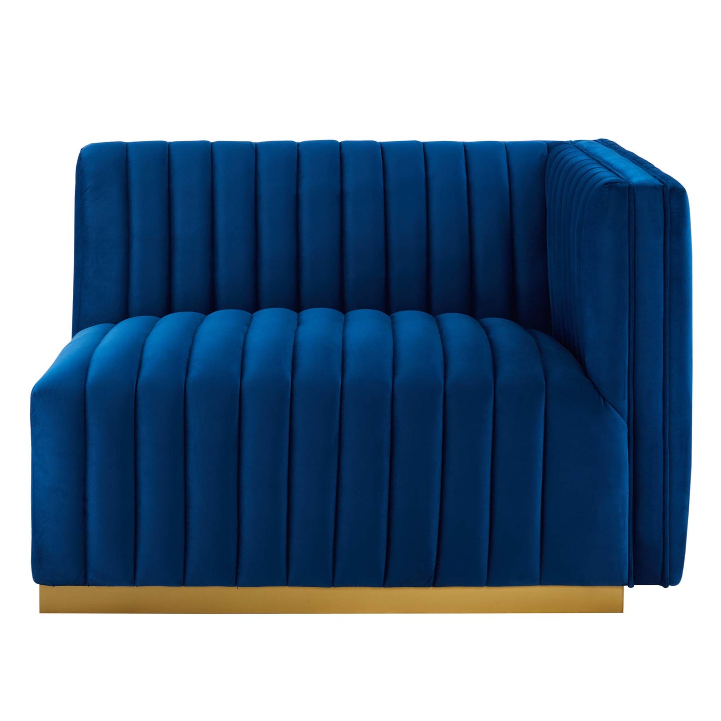 Modway Outlet Conjure Channel Tufted Performance Velvet Right-Arm Chair by Modway  Living Room Furniture Gold Navy - EEI-5503-GLD-NAV