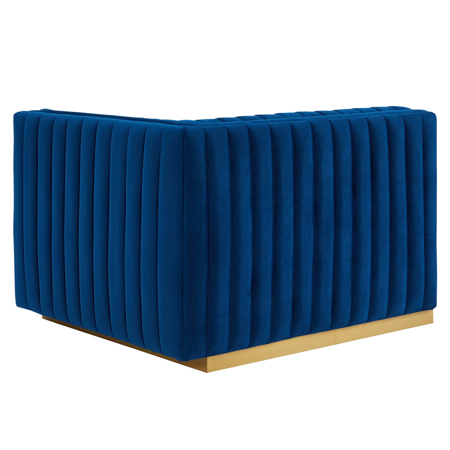 Modway Outlet Conjure Channel Tufted Performance Velvet Right-Arm Chair by Modway  Living Room Furniture Gold Navy - EEI-5503-GLD-NAV