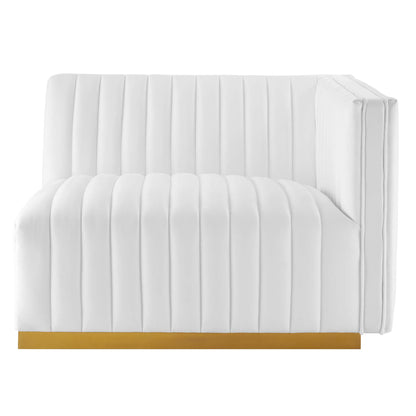 Modway Outlet Conjure Channel Tufted Performance Velvet Right-Arm Chair by Modway  Living Room Furniture Gold White - EEI-5503-GLD-WHI