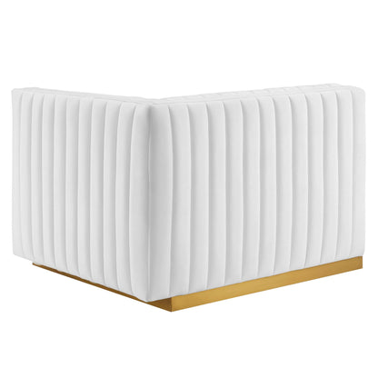 Modway Outlet Conjure Channel Tufted Performance Velvet Right-Arm Chair by Modway  Living Room Furniture Gold White - EEI-5503-GLD-WHI
