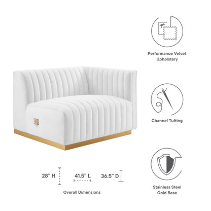 Modway Outlet Conjure Channel Tufted Performance Velvet Right-Arm Chair by Modway  Living Room Furniture Gold White - EEI-5503-GLD-WHI