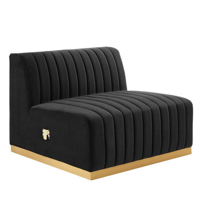 Modway - Conjure Channel Tufted Performance Velvet Armless Chair by Modway  Living Room Sofas and Armchairs Black - EEI-5504-GLD-BLK