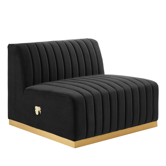 Modway - Conjure Channel Tufted Performance Velvet Armless Chair by Modway  Living Room Sofas and Armchairs Black - EEI-5504-GLD-BLK
