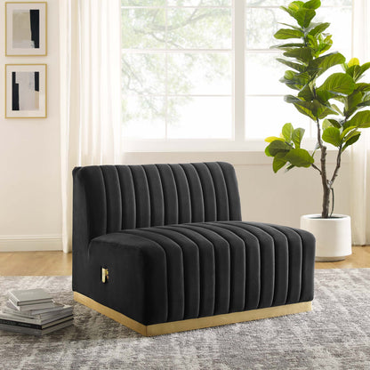 Modway - Conjure Channel Tufted Performance Velvet Armless Chair by Modway  Living Room Sofas and Armchairs Black - EEI-5504-GLD-BLK
