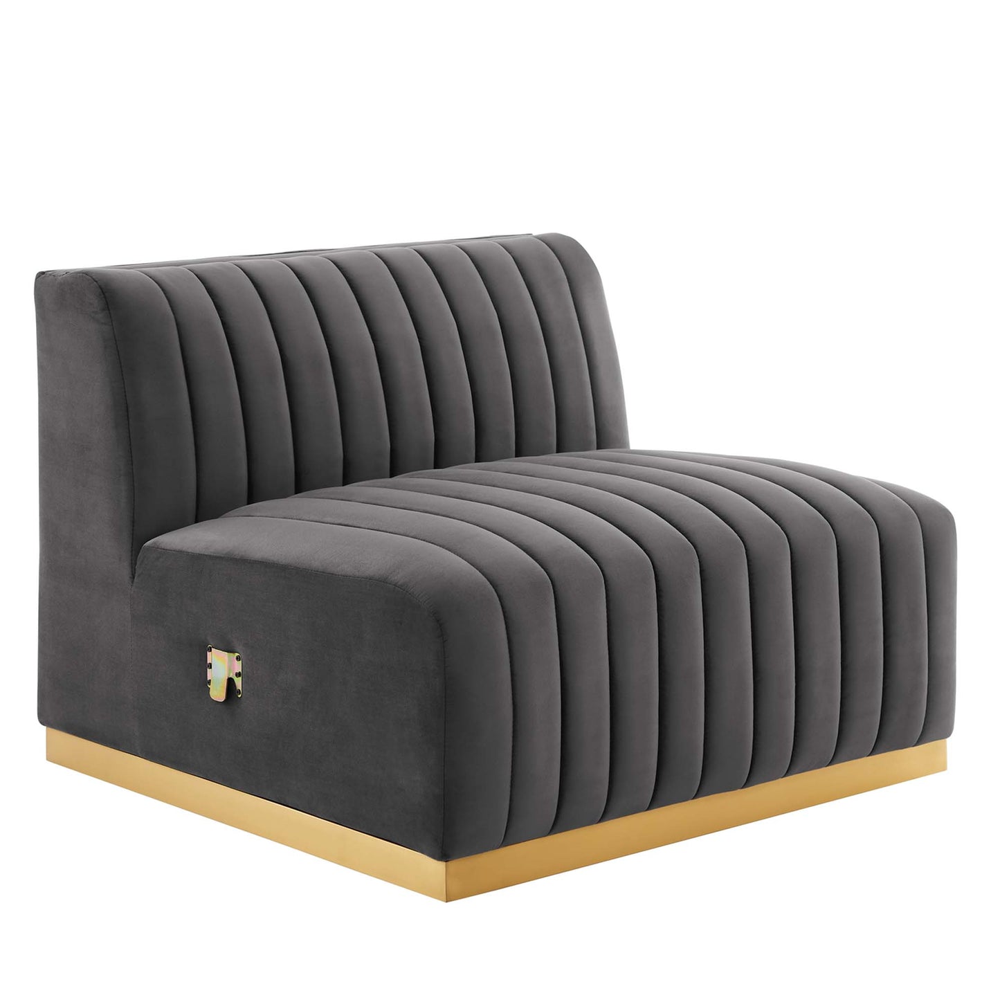 Modway Outlet Conjure Channel Tufted Performance Velvet Armless Chair by Modway  Living Room Furniture Gold Gray - EEI-5504-GLD-GRY