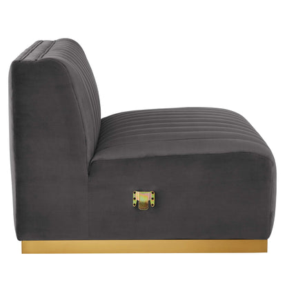 Modway Outlet Conjure Channel Tufted Performance Velvet Armless Chair by Modway  Living Room Furniture Gold Gray - EEI-5504-GLD-GRY