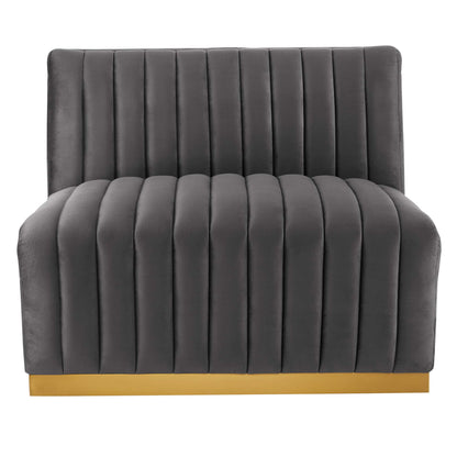 Modway Outlet Conjure Channel Tufted Performance Velvet Armless Chair by Modway  Living Room Furniture Gold Gray - EEI-5504-GLD-GRY