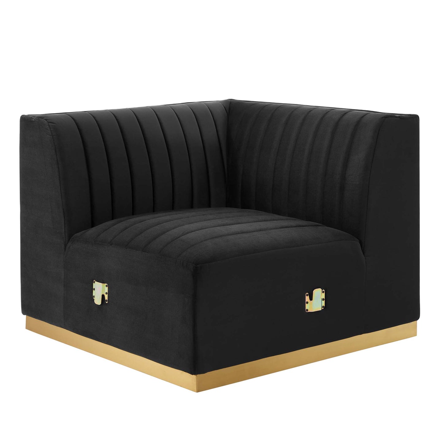 Modway Outlet Conjure Channel Tufted Performance Velvet Left Corner Chair by Modway  Living Room Furniture Gold Black - EEI-5505-GLD-BLK