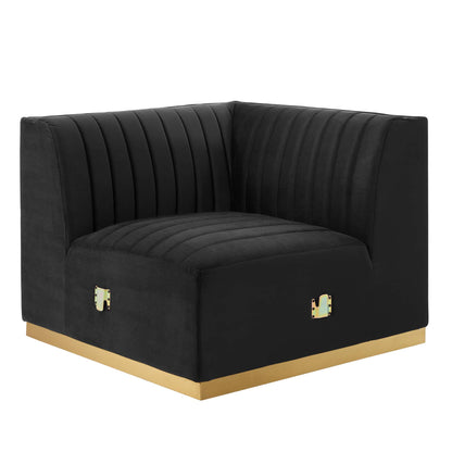 Modway Outlet Conjure Channel Tufted Performance Velvet Left Corner Chair by Modway  Living Room Furniture Gold Black - EEI-5505-GLD-BLK