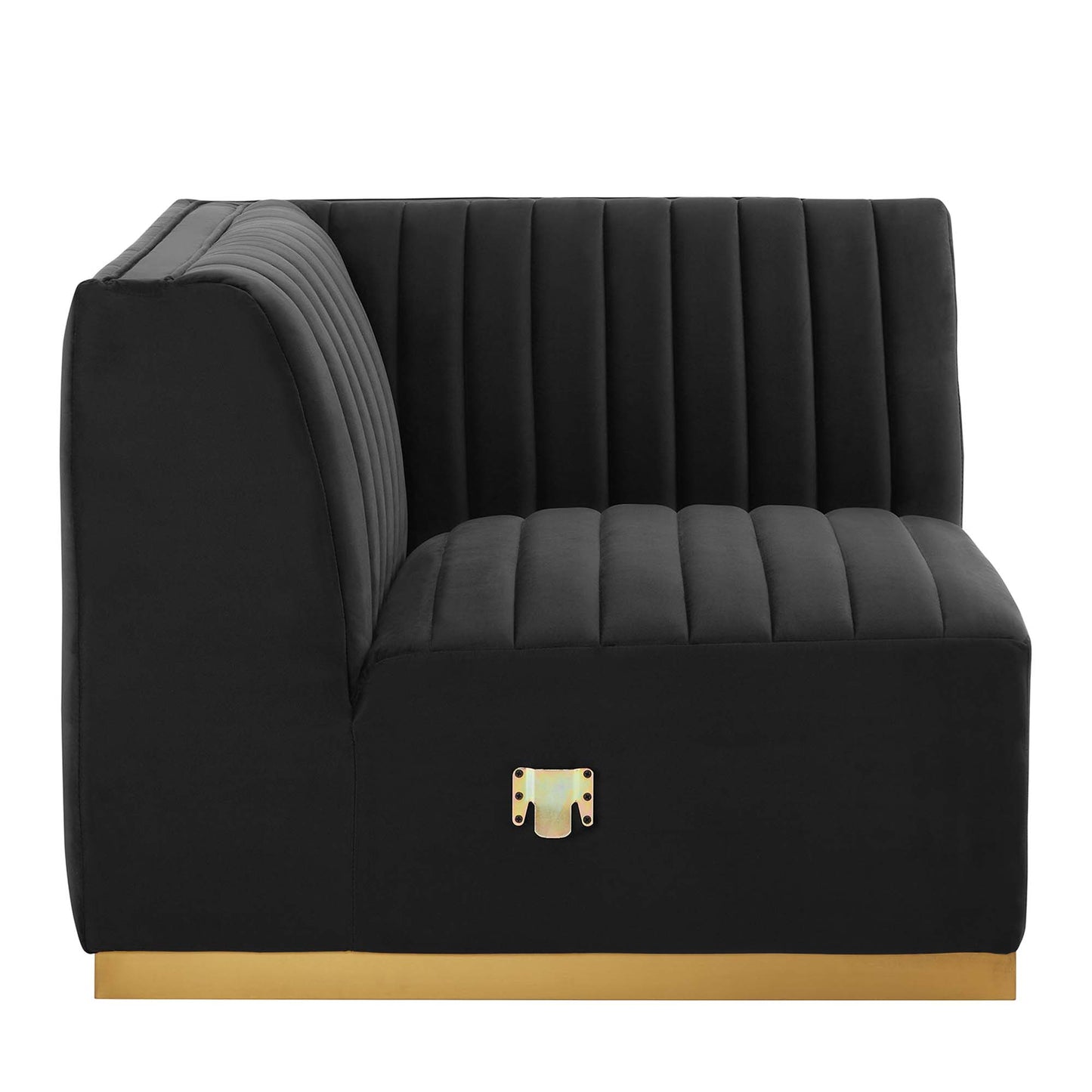 Modway Outlet Conjure Channel Tufted Performance Velvet Left Corner Chair by Modway  Living Room Furniture Gold Black - EEI-5505-GLD-BLK