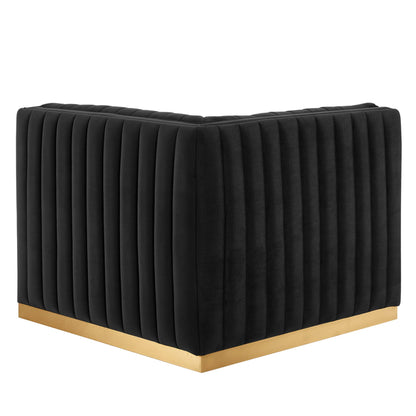 Modway Outlet Conjure Channel Tufted Performance Velvet Left Corner Chair by Modway  Living Room Furniture Gold Black - EEI-5505-GLD-BLK