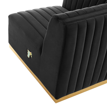 Modway Outlet Conjure Channel Tufted Performance Velvet Left Corner Chair by Modway  Living Room Furniture Gold Black - EEI-5505-GLD-BLK