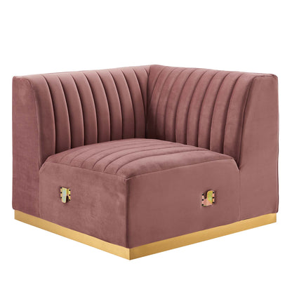 Modway Outlet Conjure Channel Tufted Performance Velvet Left Corner Chair by Modway  Living Room Furniture Gold Dusty Rose - EEI-5505-GLD-DUS