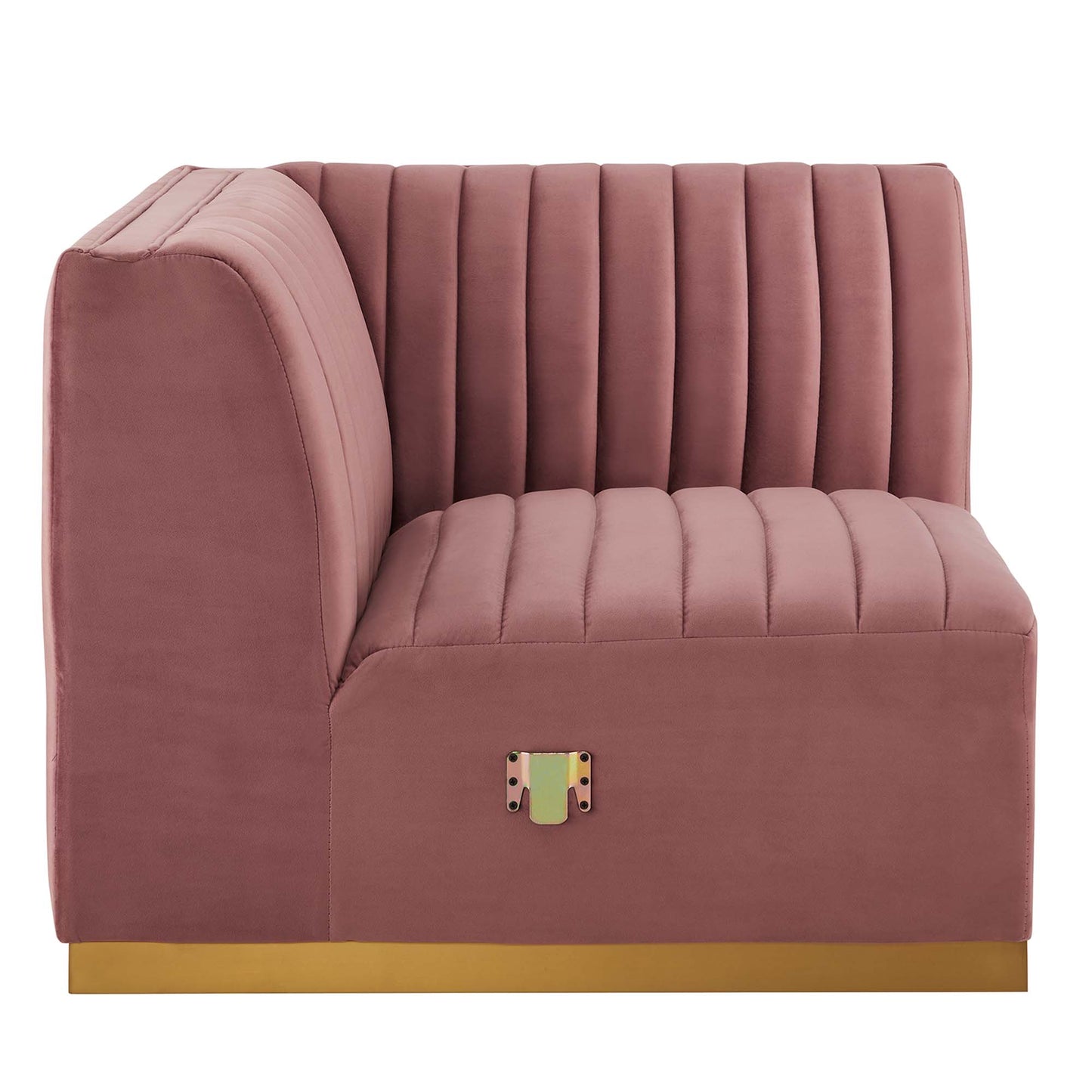 Modway Outlet Conjure Channel Tufted Performance Velvet Left Corner Chair by Modway  Living Room Furniture Gold Dusty Rose - EEI-5505-GLD-DUS