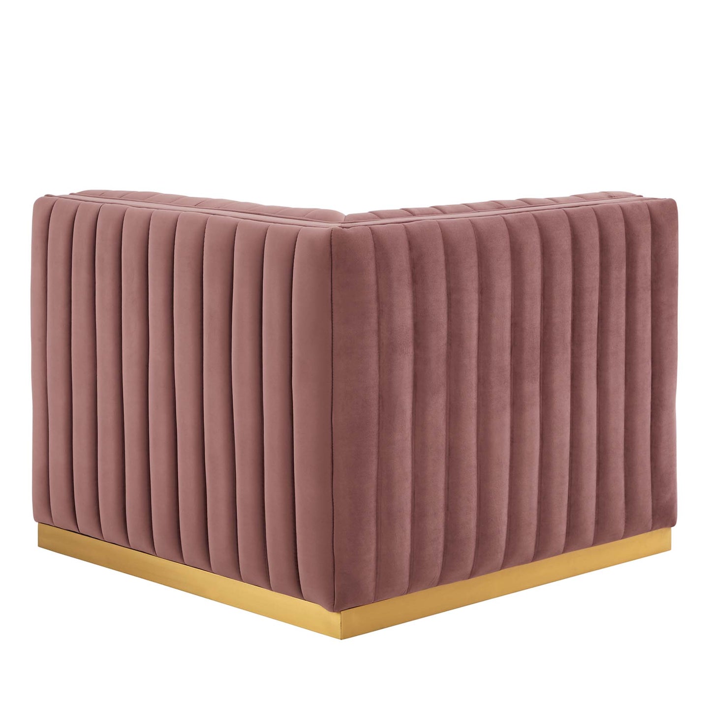 Modway Outlet Conjure Channel Tufted Performance Velvet Left Corner Chair by Modway  Living Room Furniture Gold Dusty Rose - EEI-5505-GLD-DUS