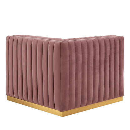 Modway Outlet Conjure Channel Tufted Performance Velvet Left Corner Chair by Modway  Living Room Furniture Gold Dusty Rose - EEI-5505-GLD-DUS