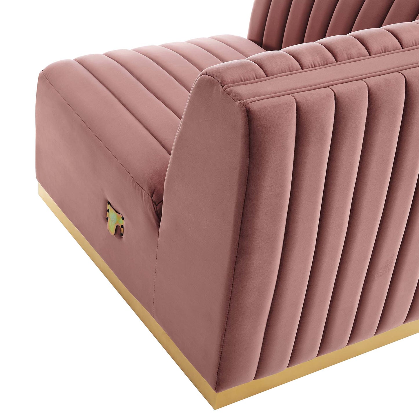 Modway Outlet Conjure Channel Tufted Performance Velvet Left Corner Chair by Modway  Living Room Furniture Gold Dusty Rose - EEI-5505-GLD-DUS