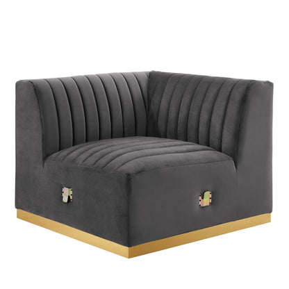 Modway Outlet Conjure Channel Tufted Performance Velvet Left Corner Chair by Modway  Living Room Furniture Gold Gray - EEI-5505-GLD-GRY