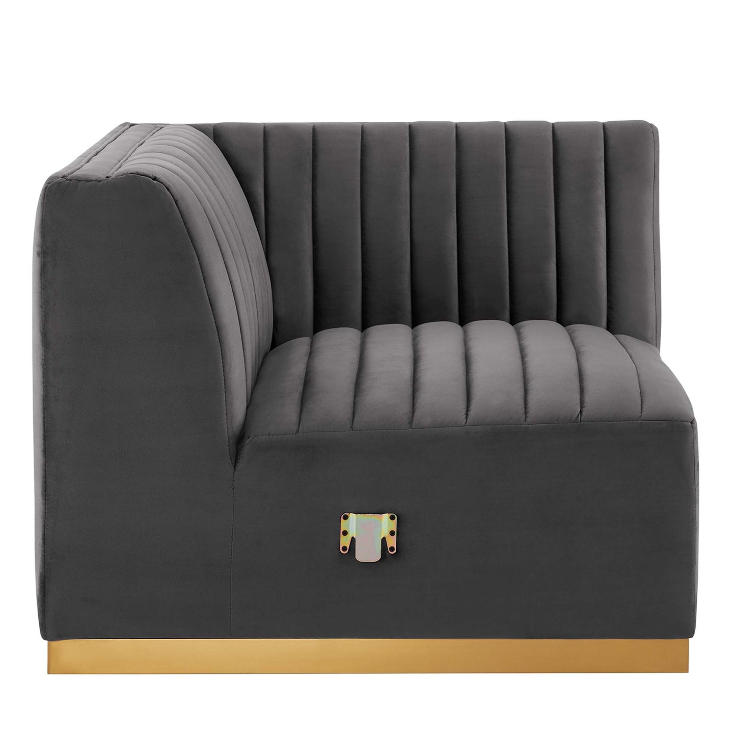 Modway Outlet Conjure Channel Tufted Performance Velvet Left Corner Chair by Modway  Living Room Furniture Gold Gray - EEI-5505-GLD-GRY