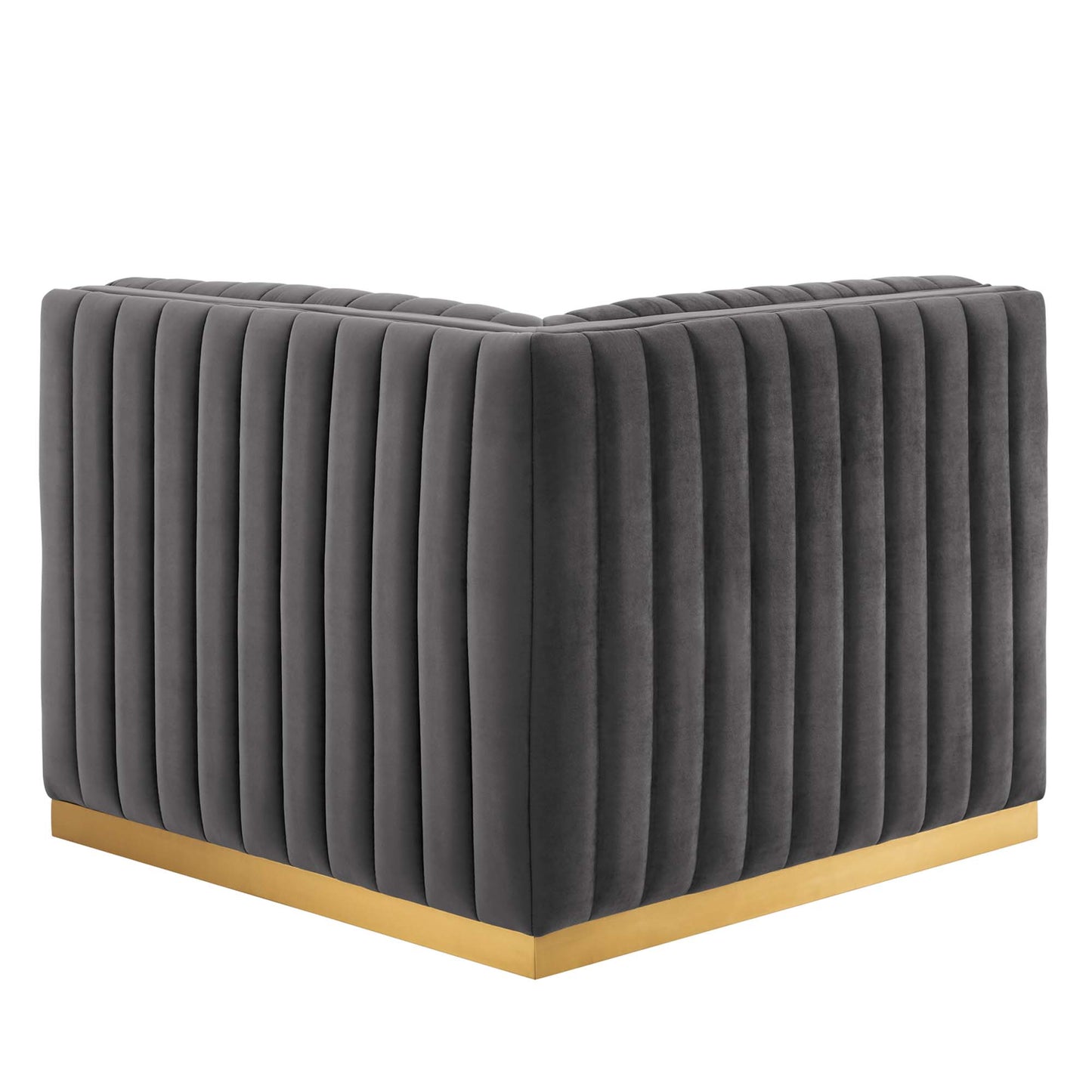 Modway Outlet Conjure Channel Tufted Performance Velvet Left Corner Chair by Modway  Living Room Furniture Gold Gray - EEI-5505-GLD-GRY
