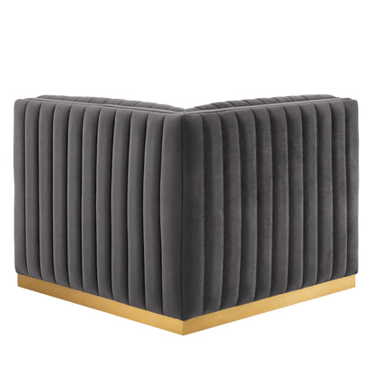 Modway Outlet Conjure Channel Tufted Performance Velvet Left Corner Chair by Modway  Living Room Furniture Gold Gray - EEI-5505-GLD-GRY