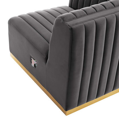 Modway Outlet Conjure Channel Tufted Performance Velvet Left Corner Chair by Modway  Living Room Furniture Gold Gray - EEI-5505-GLD-GRY