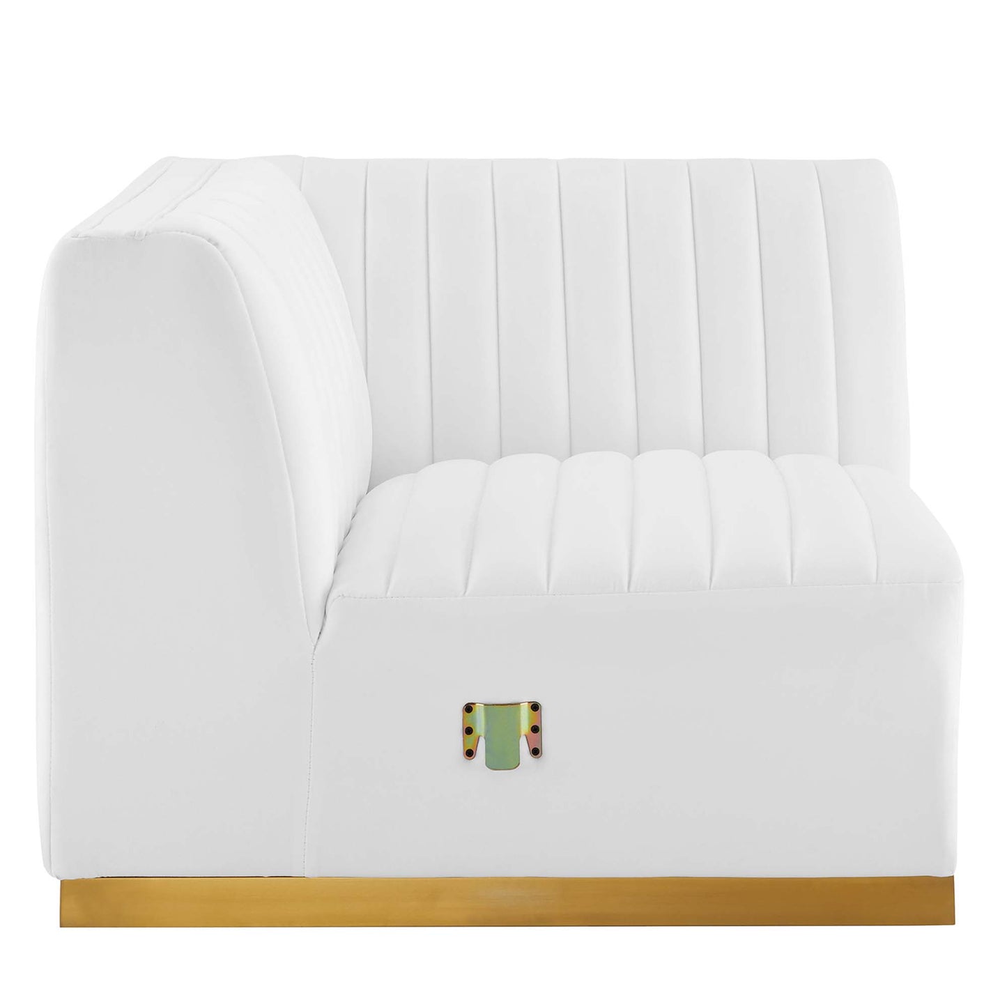 Modway Outlet Conjure Channel Tufted Performance Velvet Left Corner Chair by Modway  Living Room Furniture Gold White - EEI-5505-GLD-WHI