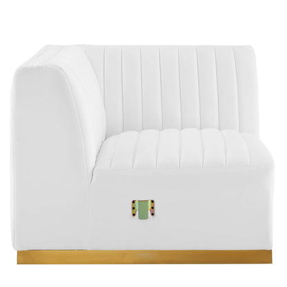 Modway Outlet Conjure Channel Tufted Performance Velvet Left Corner Chair by Modway  Living Room Furniture Gold White - EEI-5505-GLD-WHI