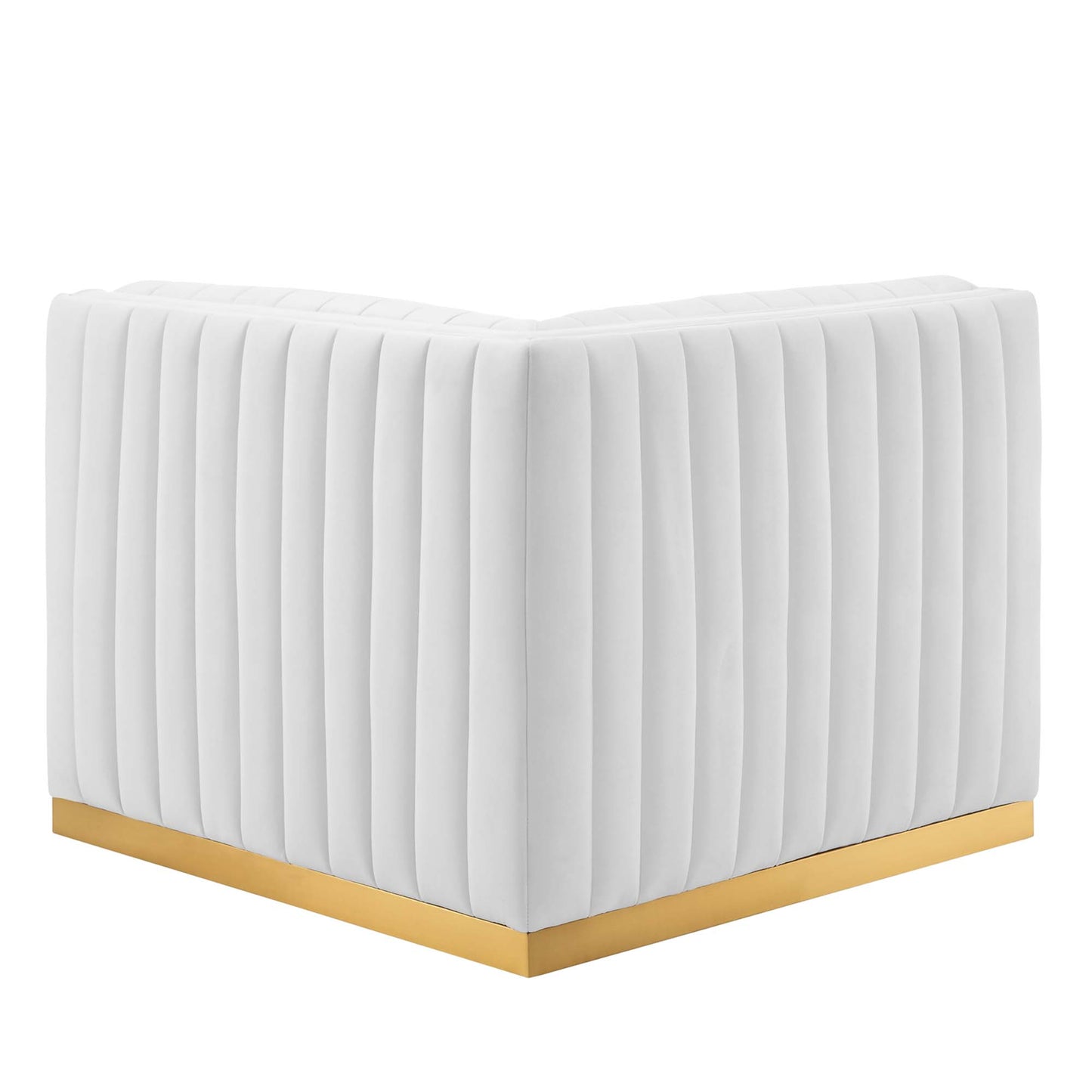 Modway Outlet Conjure Channel Tufted Performance Velvet Left Corner Chair by Modway  Living Room Furniture Gold White - EEI-5505-GLD-WHI