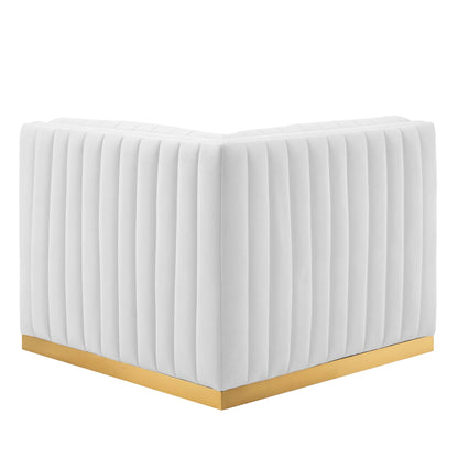 Modway Outlet Conjure Channel Tufted Performance Velvet Left Corner Chair by Modway  Living Room Furniture Gold White - EEI-5505-GLD-WHI