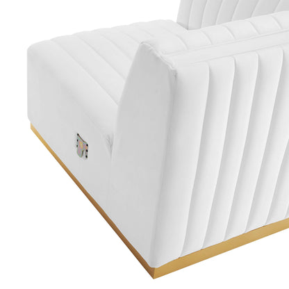 Modway Outlet Conjure Channel Tufted Performance Velvet Left Corner Chair by Modway  Living Room Furniture Gold White - EEI-5505-GLD-WHI