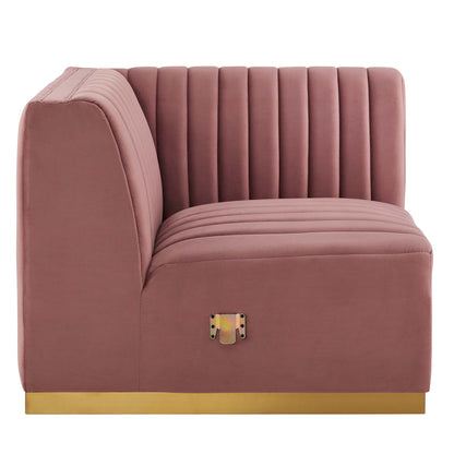 Modway Outlet Conjure Channel Tufted Performance Velvet Right Corner Chair by Modway  Living Room Furniture Gold Dusty Rose - EEI-5506-GLD-DUS