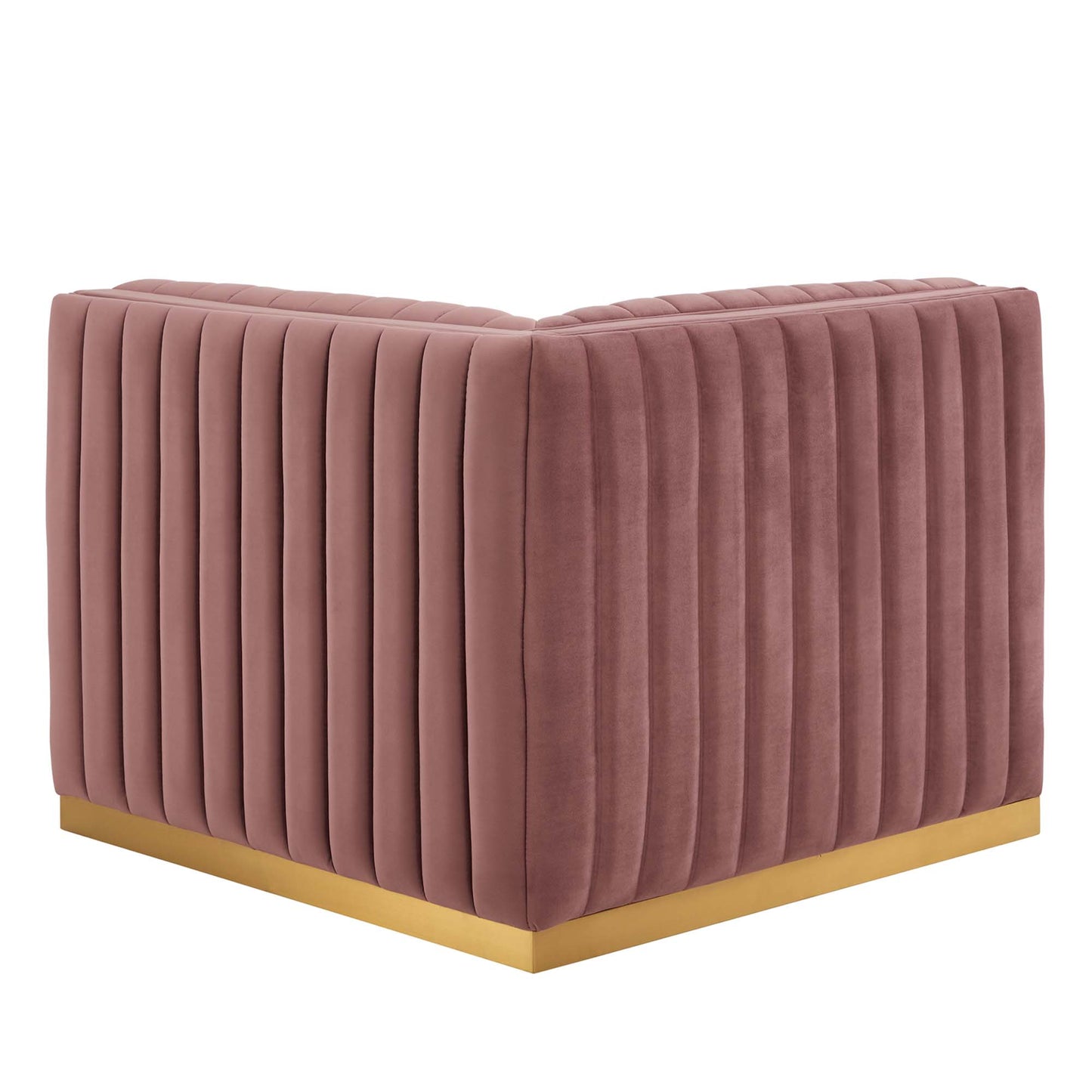 Modway Outlet Conjure Channel Tufted Performance Velvet Right Corner Chair by Modway  Living Room Furniture Gold Dusty Rose - EEI-5506-GLD-DUS